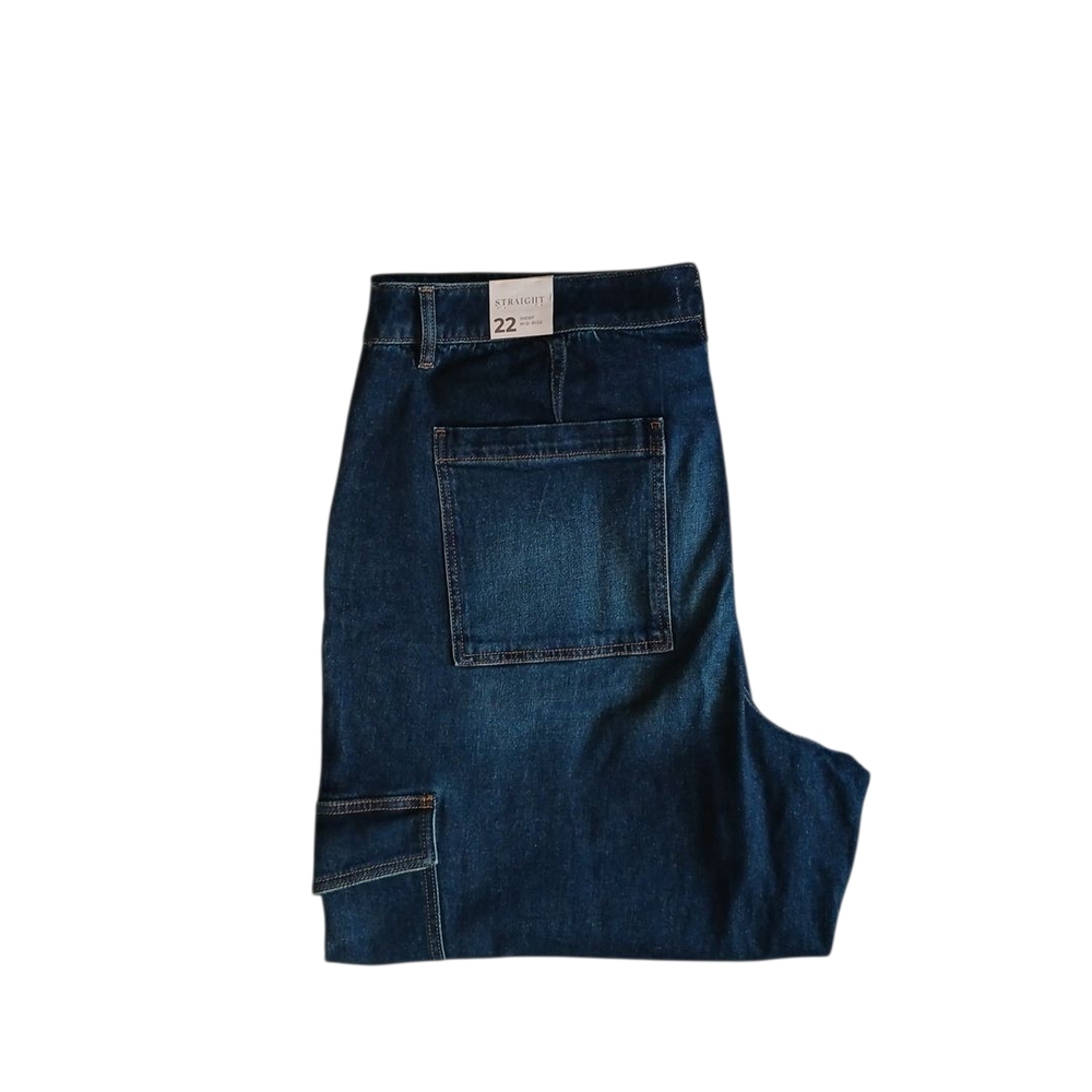 Lane Bryant Straight Mid-Rise‎ 22 Short Dark Blue Wash Jeans NWT